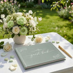 Wedding Guest Book Sage Green Linen Photo Guestbook - Image 5
