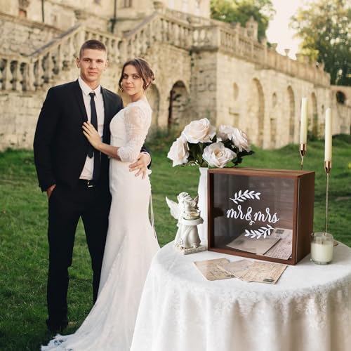OurWarm Wooden Wedding Card Box for Reception, Money Gift Card Box for Wedding, Card Storage Box Wedding Decorations for Reception Party Birthday Gifts - Image 4