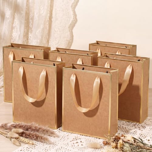 Yeaqee 100 Pcs Metallic Paepr Gift Bags Bulk with Handles,Kraft - Image 5