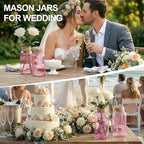 Mason Jars for Centerpiece Glass Flower Bud Vase Pink Vases, 12 Pc - Image 3