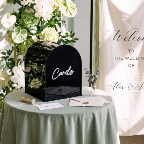 BreezeHug Black Arched Acrylic Wedding Card Box with 3D Cards Letters, Modern Card Holder with Slot for Reception, Bridal Shower, Baby Shower, Birthday Party - Image 6