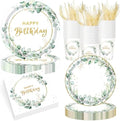 Pickmesh 400 Pcs Sage Green Birthday Party Supplies Paper Plates Serve 50 by Pickmesh