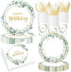 Pickmesh 400 Pcs Sage Green Birthday Party Supplies Paper Plates Serve 50 by Pickmesh