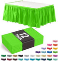 Exquisite Lime Green Table Skirt 12 Pack - Disposable Plastic Table Skirts for Rectangle Tables 6ft 8ft & Round Tables - 29in x 14ft Self-Adhesive Strip - Birthday Wedding Gender Reveal Decor by Exquisite