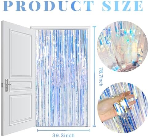 20 Pack Foil Curtain Backdrop Iridescent Metallic Tinsel Foil Fringe Curtains Photo Booth Props for Birthday Wedding Engagement Baby Shower Bachelorette Christmas Holiday Celebration Party Decoration - Image 7