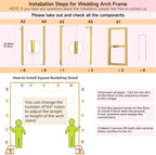 Wedding Arch Backdrop Stand Square 6.6FTx6.6FT Gold Metal Balloon Arch Stand Garden Arbor Backdrop Frame for Wedding Birthday Party Baby Shower Photo Booth Background Decoration - Image 4