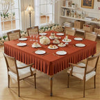 Wish Care Rust Spandex Tablecloths for 54x54 Inch Square Tables, Stretch Fitted Table Clothes with Pleated Ruffle Skirt for 54” Table, Wrinkle Free and Elastic, for Party Kitchen Home Dining by WishCare