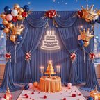 30x15ft Navy Blue Backdrop Curtains for Parties Wedding Photo Wrinkle Free - Image 3