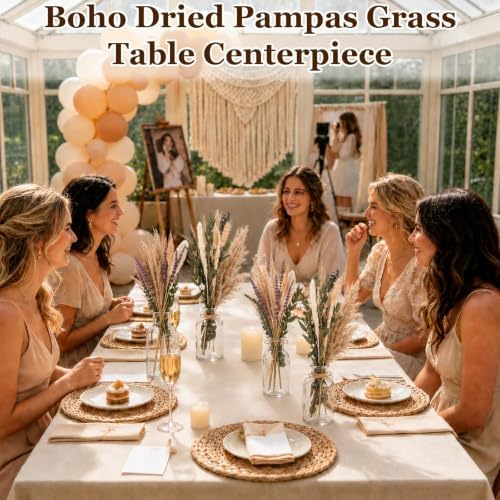 10 Set Dried Pampas Grass Table Centerpiece & Glass Vase for Wedding - Image 5