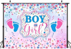 10 x 8 ft Boy or Girl Background Large Blue Pink Gender Reveal Photo Backdrop Polyester Boy or Girl Sign Banner for Newborn Baby Shower Birthday Party Decorations - Image 7
