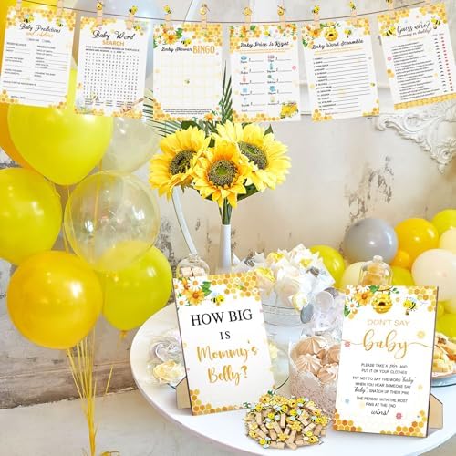 Funnymoom 426 Pcs Bee Baby Shower Games Set, 8 Games Bingo Scramble - Image 5