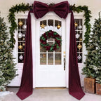 Wavwavw Christmas Giant Velvet Bow Decor Burgundy Red Big Bow 75x18 Inches - Image 5