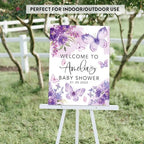 Andaz Press Butterfly Baby Shower Decorations, 16" X 20" A Little Butterfly Is On Her Way, Personalized Baby Shower Welcome Sign, Purple Florals Sign In Guest Book Alternative - Image 6