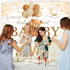 Avezano We Can Bearly Wait Banner Bear Baby Shower Decorations Bear Baby Shower Backdrop Teddy Bear Baby Shower Banner for Boys Girls (Brown, 8 x 6 ft) - Image 7