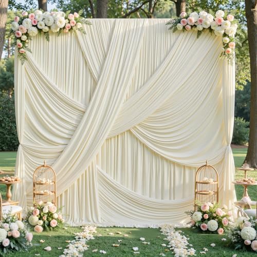 40x12 ft Ivory Backdrop Curtains for Weddings Parties, Birthdays and Photos - Image 3