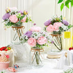 Zeyune 12 Sets Mason Jar Flowers Centerpiece Table Decorations,Purple,Pink - Image 3