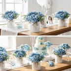 Auihiay 10PCS Flower Centerpieces for Tables, Blue Hydrangeas and Roses - Image 2