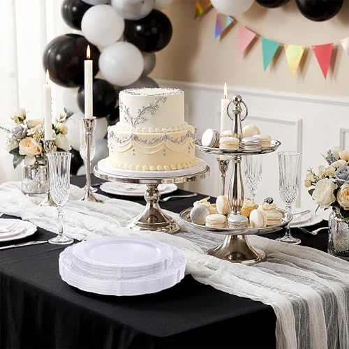 Tinybee 60PCS White Plastic Plates - Heavy Duty White Disposable Plates - Image 6
