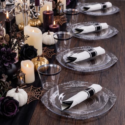 Hioasis 350 Pcs Clear Black Plates for Party - Image 3