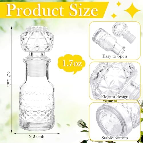 Chuangdi 24 Pcs Mini Glass Wine Bottles 1.7oz Tequila Bottle, Ellipse Style - Image 2