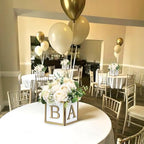 4 Set Baby Shower Centerpieces for Tables - 6 inch Wooden Boxes with Baby Letters Rustic Cube Planter Wood Blocks for Gender Reveal Party Favor (Gold) - Image 5