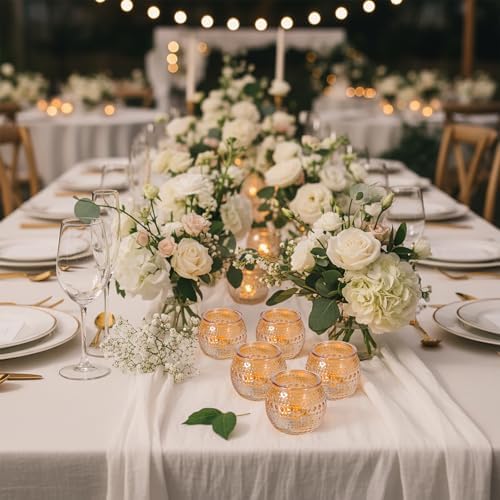 32Pcs Gold Votive Candle Holders | Polka Dot Round Glass | Wedding Decor - Image 4