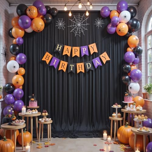 50×14ft Wrinkle Free Black Backdrop Curtain for Parties Wedding,10 Panels 5×14ft Height Soft Silky Polyester Photo Backdrop Drapes for Birthday Graduation Photography Stage Event Background Cloth - Image 6