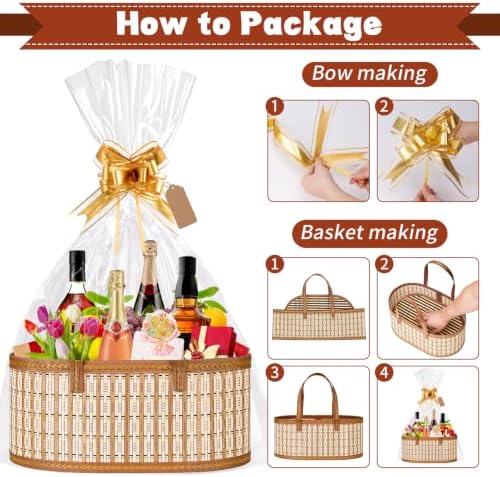 Dreamtop 4 Set Baskets for Gifts Empty, Woven Bamboo Gift Basket Empty Large with Handles, Sturdy Gift Basket Kit Empty to Fill for Christmas Birthday Baby Shower Wedding Gift - Image 4