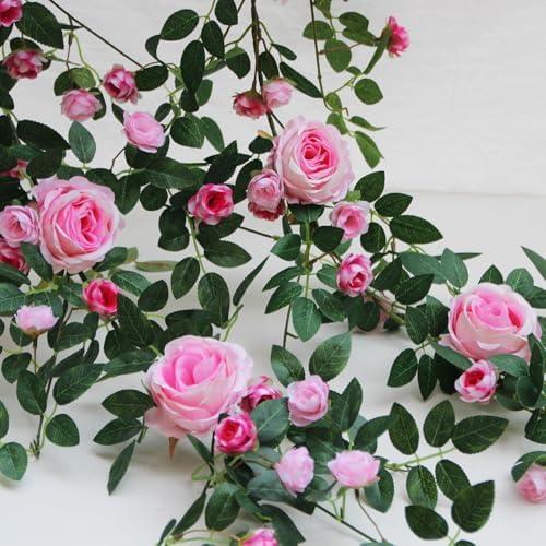 2 PCS 12FT Bendable Flower Garland, Artificial Rose Vine for Home Decor - Image 4