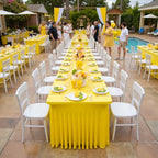 2 Pack Yellow Spandex Table Clothes for 8 Foot Rectangle Tables, Wrinkle Free Lemon Fitted Tablecover 8ft Stretchy Tablecloths with Skirt for Parties Weddings Birthday Banquet Baby Shower - Image 5