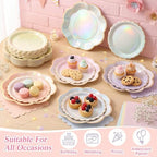 144 Pcs 48 Guests Iridescent Pastel Party Plates and Napkins - Image 5