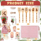 12 Sets Christmas Wooden Spoons Bridal Shower Favors Baby Shower Kitchen Utensils Set Wooden Spoons Waffle Towel and Christmas Tags Prizes for Xmas Party House Kitchen Supplies - Image 2