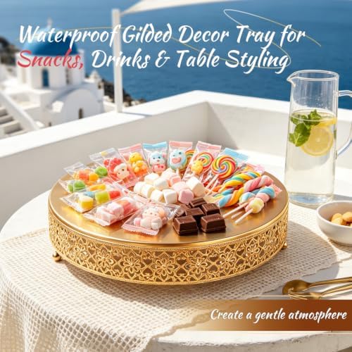 Cake Stand, Metal Round Cupcake Dessert Stand Cake Display Holder Cookies Fruit Serving Tray Decor for Wedding Party Birthday Baby Showers Anniversary (14 in, Dark Gold) - Image 7