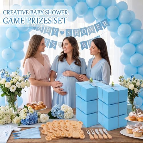 50 Pcs Baby Shower Game Prize, 6 Bear Cheese Board Gift Set, Blue - Image 6