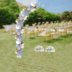 Balloon Arch Kit - Balloon Arch Stand 6.56 Ft & 2 Flower Stand Sets 9.45"x9.45"x23.62",Half Arch Balloon Stand with Base for Floor,Ideal for Weddings, Baby Showers, and Birthday Parties (Gold) - Image 2