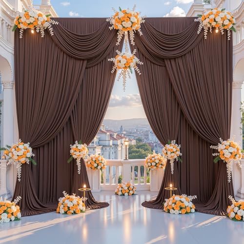 10x15ft Brown Backdrop Curtains for Parties Wedding Photo Wrinkle Free - Image 5