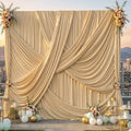 50x12 ft Champagne Backdrop Curtains for Weddings, Birthdays and Photos by PartyVillage