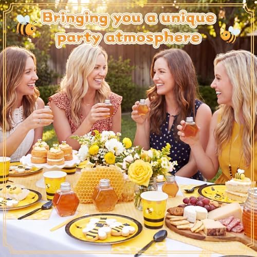 FoldTier 40 Pcs Bee Party Favors, 5 oz Mini Hexagon Honey Jars, Small Honey Dispenser with Leakproof Lids, Empty Refillable Container for Bee Themed Birthday Baby Shower Party Supplies - Image 6