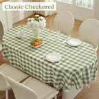 Laolitou Spring Checkered Oval Tablecloth Washable Heavy Duty Buffalo Plaid Table Cloth with Tassel Cotton Linen Gingham Table Cover for Picnic Birthday Tea Party, Green, 60 x 102 Inch - Image 2