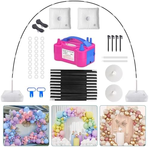 IDAODAN Balloon Arch Kit and Balloon Pump, Balloon Arch Stand with Electric Balloon Pump, Adjustable Wide Garland Arch for Wedding Baby Shower Birthday Party Supplies Decorations by IDAODANBalloonArchStandDecorations