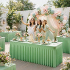 Sage Green Table Cloth for 6 Foot Rectangle Tables Fitted Stretch Spandex Table Cover with Skirt 6ft Baby Shower Birthday Party Banquet Ruffle Sage Green Tablecloth Wedding Table Cloths, 2 Pack - Image 3
