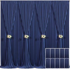 10 Panels Navy Blue Backdrop Curtain for Parties Wrinkle Free Photo Curtains Backdrop Drapes Fabric Decoration for Wedding Birthday Party Baby Shower 50ft(W) x 10ft(H) - Image 2