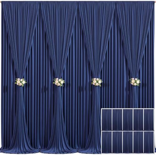 10 Panels Navy Blue Backdrop Curtain for Parties Wrinkle Free Photo Curtains Backdrop Drapes Fabric Decoration for Wedding Birthday Party Baby Shower 50ft(W) x 10ft(H) - Image 2