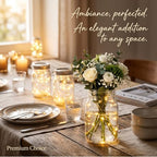 LemonRoad 6 Sets Mason Jar Centerpieces with Fairy Lights, Rustic Lighted Table Decorations for Weddings Party, Bridal Shower, Baby Shower, Farmhouse Home Decor, Floral Arrangements - Image 5