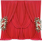 10x12ft Red Backdrop Curtains for Parties Wrinkle Free Fabric Backdrop Curtain Birthday Photo Drapes Backdrop for Wedding Baby Shower Bridal Shower Photography Stage Back Drop 2 Panels 5x12FT - Image 2