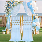 Aisle Chair Sashes Decorations Bulk: 32 Pieces Light Blue Sheer Draping Fabric - 8ft Long Chair Ribbons for Unicorn Party Dinner - Image 5