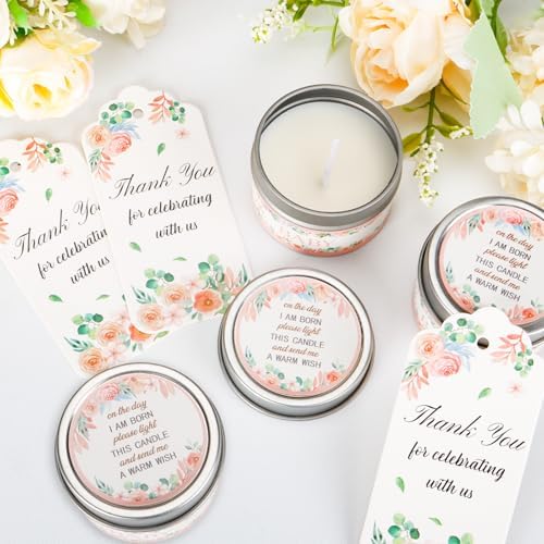 50Set Baby Shower Candle Party Favors Pink Flower Lavender Scented Candles Bulk Favors for Guests Girl Boy Baby Shower Gender Reveal Party Gifts (Pink Flower) - Image 7