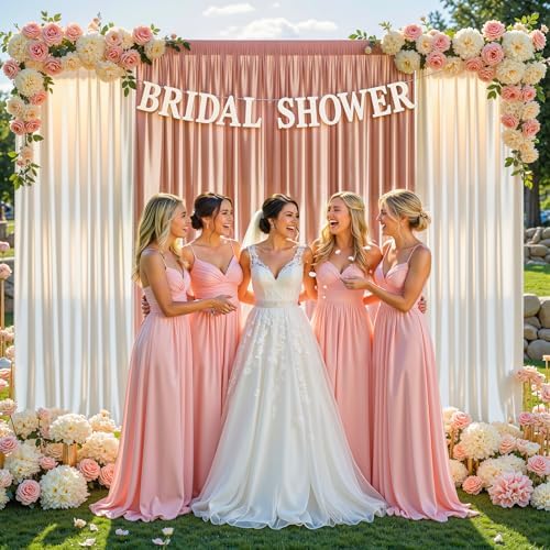 Rosy Satin Backdrop Curtains 6 Panels - Glitter Photo Drapes for Baby Shower, 30x10FT Shimmer Back Drop Cloth, Wrinkle Free for Birthday Party Bachelorette Bridal Shower Stage Background - Image 6