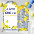 Serencatcher 7.2ft 6ft Blue Tiles Lemon Baby Shower Arch Backdrop Covers by Serencatcher