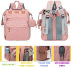Diaper Bag Backpack with Changing Station, Pink - Image 3